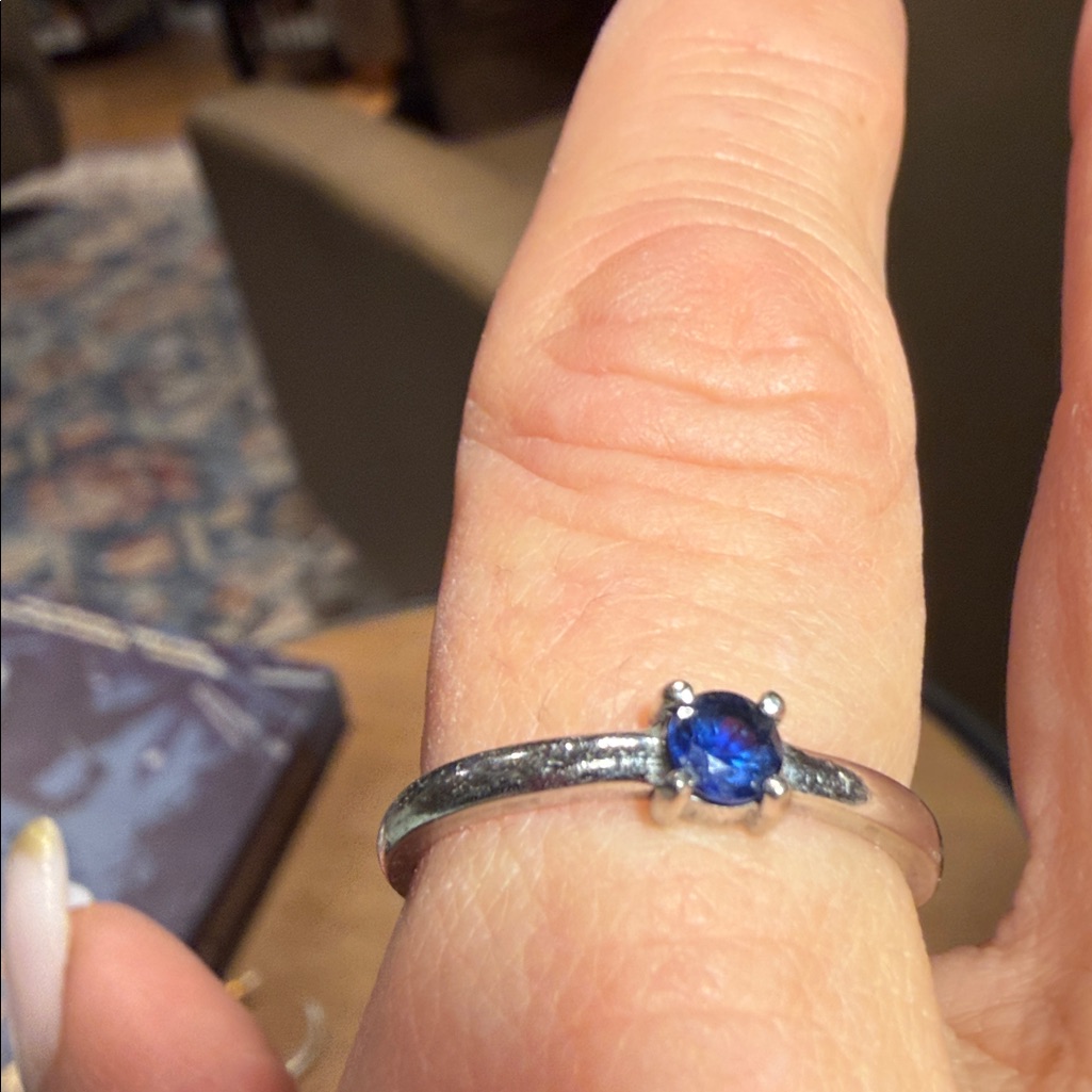 Custom Made By Jeweler White Gold Ring With Sapphire. .
